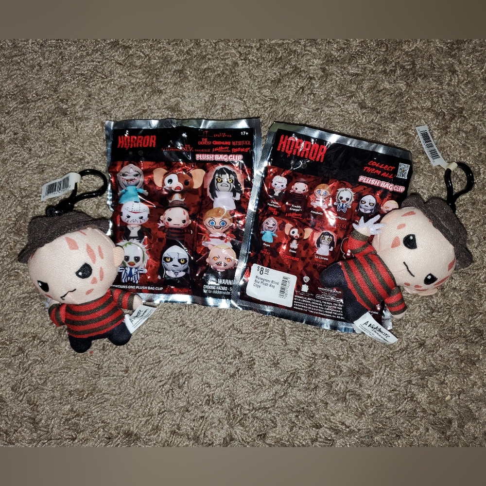 *NWT* Set Of 2 Horror Plush Keychains-Freddy Krueger